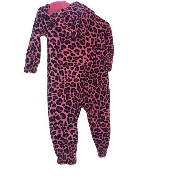 Nike Infant Girls' Leopard Full-Zip Coverall 12M Pink Black   Cotton Full Zip Sn - Picture 4 of 6